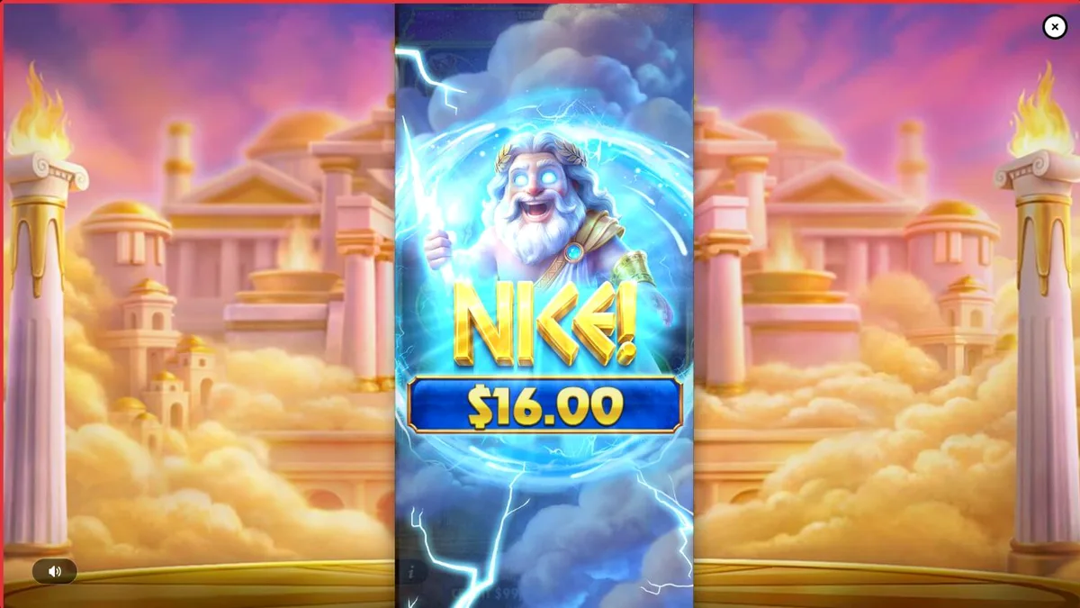 Interface do jogo Gates of Olympus POP com Zeus e elementos dourados