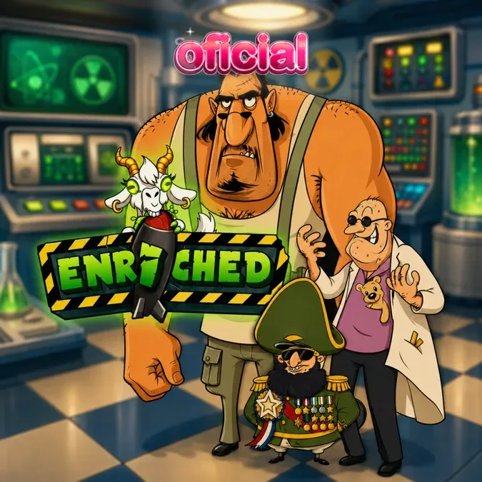Interface do slot Enriched com tema de laboratório e elementos de Guerra Fria